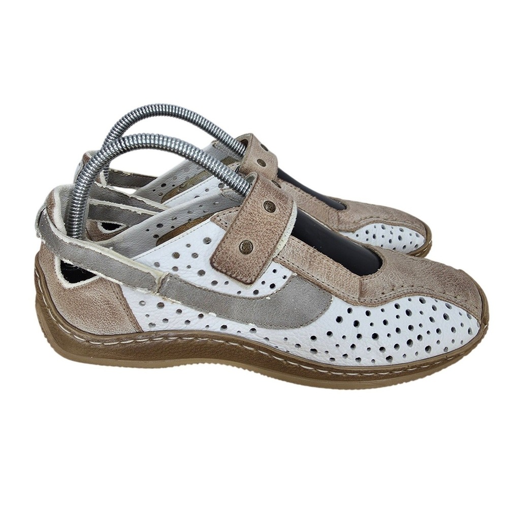 Rieker Antistress Mary Jane Shoes Womens 8.5 - 9 White Tan Perforated Comfort